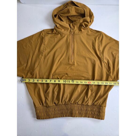 Rae Mode Sweatshirt Women's Medium Mustard Yellow Hoodie Cropped Half Zip - Picture 2 of 5